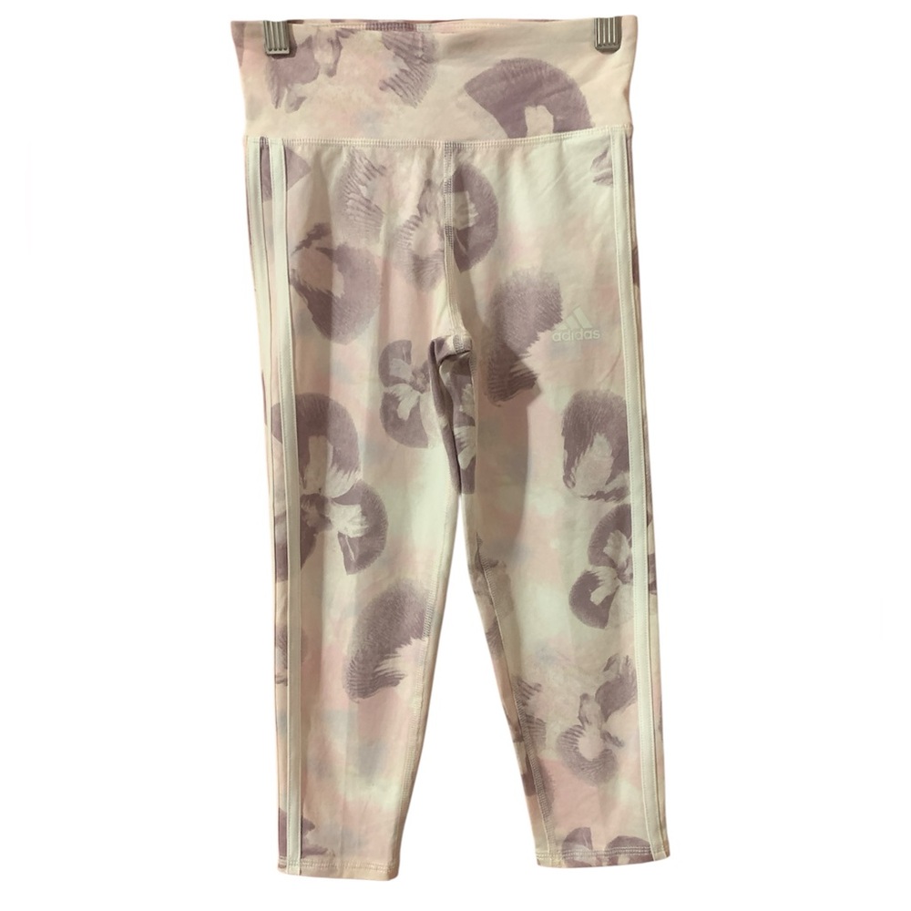 Adidas Light Pink and Gray Leggings Girls 7-8